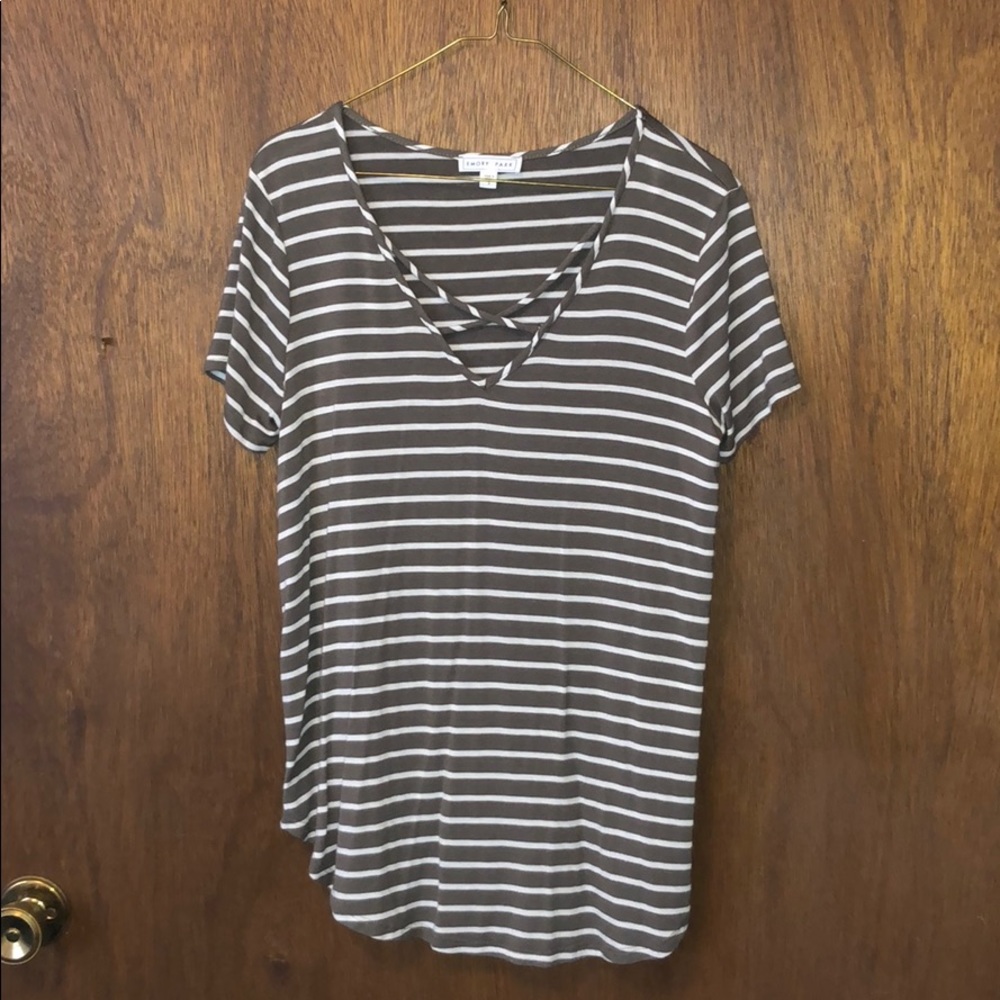 Olive & White Striped Criss Cross Top